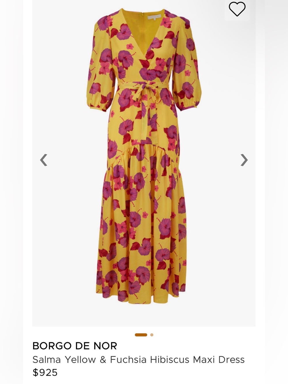 NWT Borgo De Nor Salma Yellow Maxi Dress with Pink Floral Print size 2 - Picture 4 of 9
